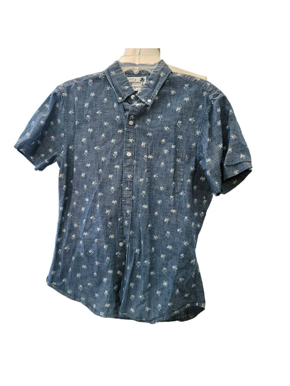 Bonobos Mens Shirt Short Sleeve Button-Down Blue Floral Size M Cotton JJ3534